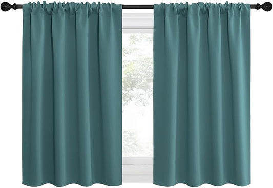 NICETOWN Kitchen Curtains, Sea Teal, Short Blackout Curtains & Drapes, Thermal by NICETOWN