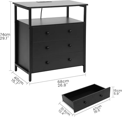 Edbuosy 3 Wooden Drawers Nightstand, 27 Inch Wide Night Stand Set 2 - Image 3