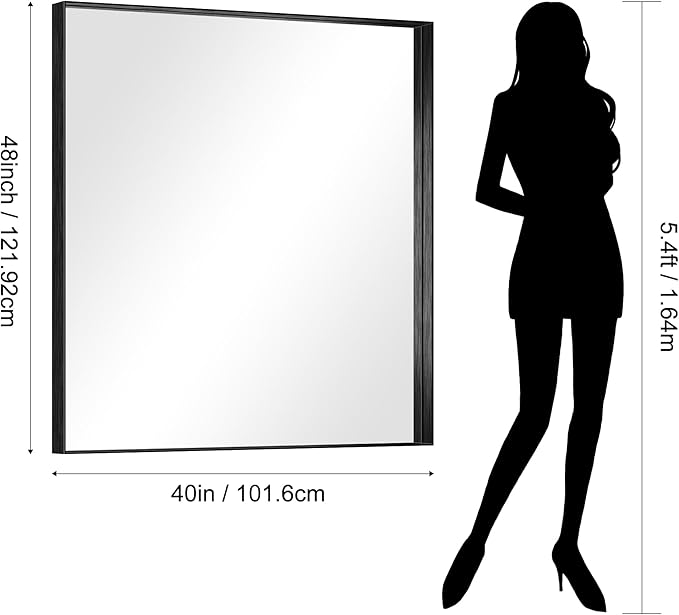 CIRCUMI Black Bathroom Mirror, Brushed Finish, Tempered Glass, Large Mirror - Image 7