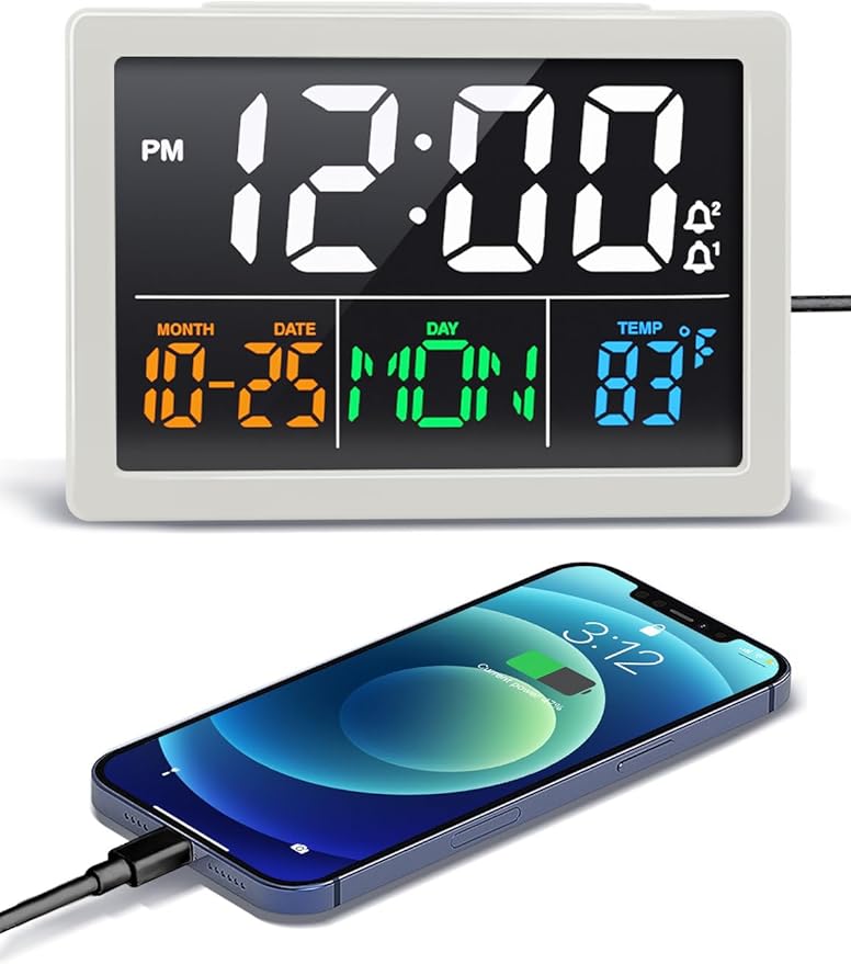 Digital Alarm Clock, with 5.5" Large LED Time Display, Adjustable Alarm Volume by JALL