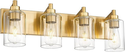 METWET 4-Light Bathroom Light Fixtures, Brushed Gold Vanity Light by Metwet