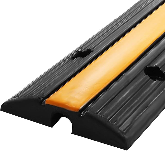 Reliancer 4 Pack 1-Channel Rubber Cable Protector Ramp Traffic Speed Bump - Image 8