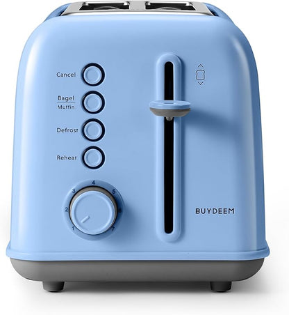 BUYDEEM DT620 2-Slice Toaster, Extra Wide Slots, Retro Stainless Steel - Image 2