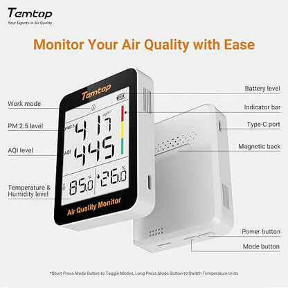 Temtop Air Quality Monitor Indoor Thermo-Hygrometer - Image 7