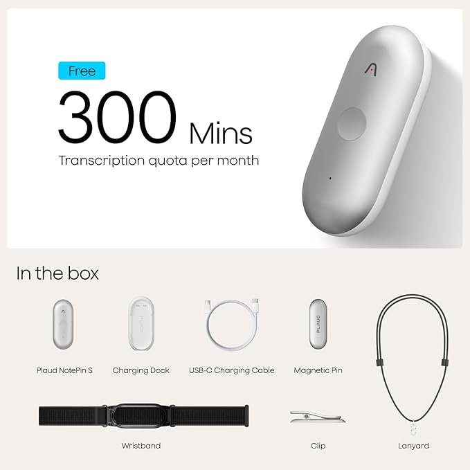 Plaud NotePin S AI Voice Recorder, Wearable AI Notetaker, AI Transcribe & - Image 9