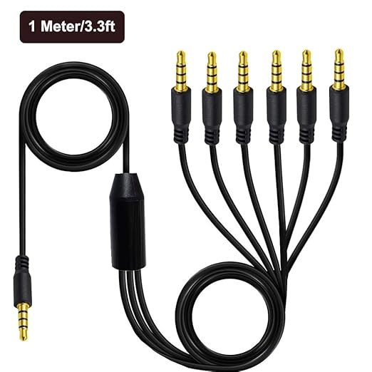 MysRuida 3.3ft 1/8” 3.5mm TRRS Stereo Audio Cable, 1 to 6 Splitter Male Aux Cord - Image 3