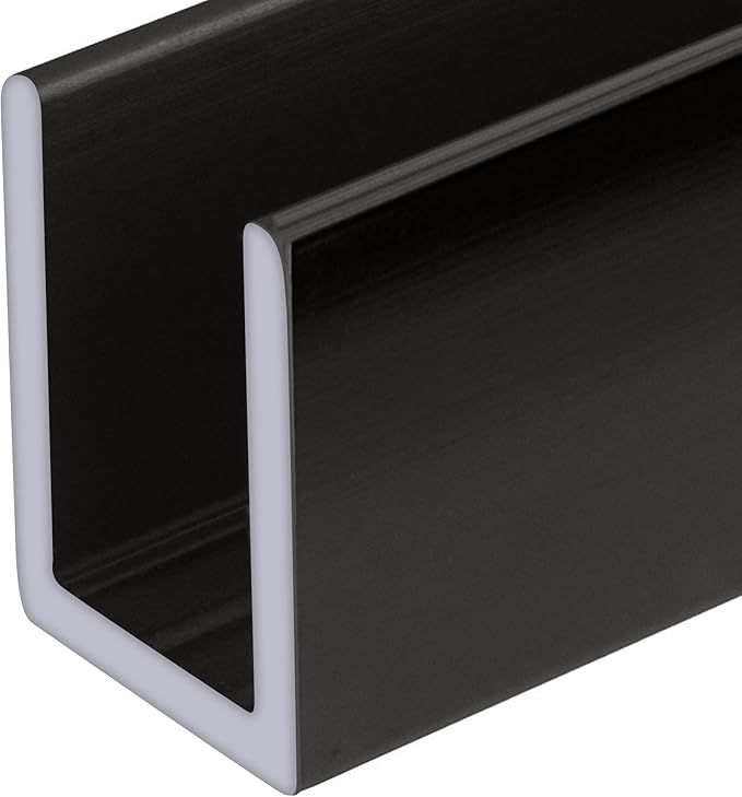 Brixwell SDCD38GM-CCP36 Gun Metal 3/8" Fixed Panel Shower Door Deep U-Channel by Brixwell