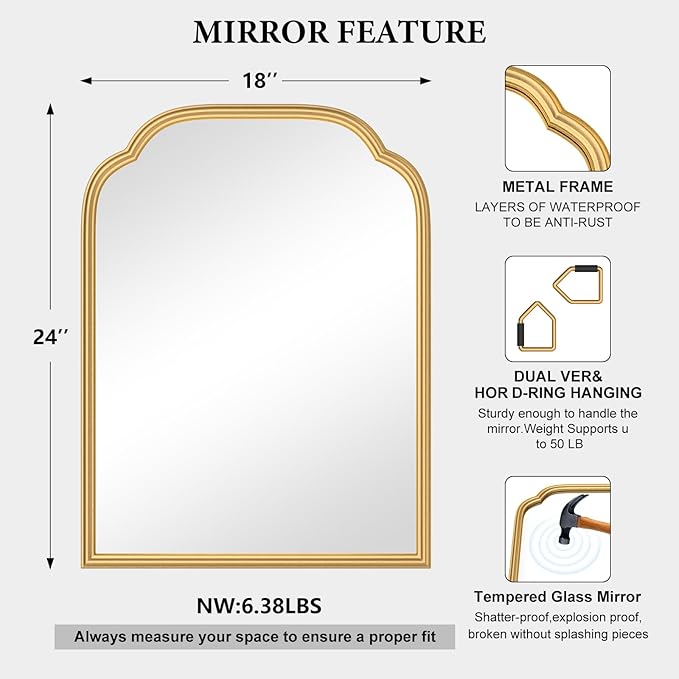 18X24 Inch Gold Mirror for Wall - Image 5