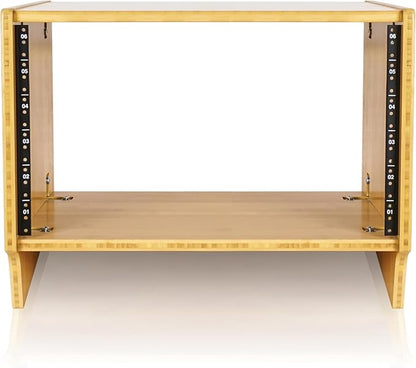 Sound Town DIY 6U Angled Desktop Turret Studio Rack, Solid Carbonized Bamboo - Image 2