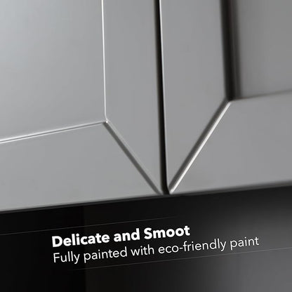 Grey Wall Mounted Bathroom Cabinet 24x30 Inch Wooden Over Toilet Storage Cabinet - Image 5