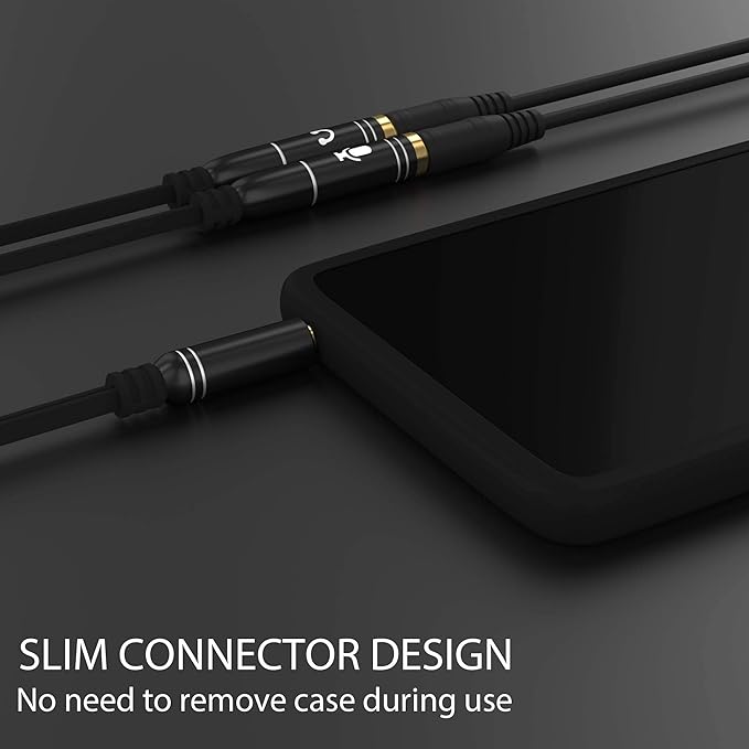 Headphone Splitter Adapter, 3.5mm Audio + Mic 4 Pole TRRS Splitter Jack Y Cable - Image 2