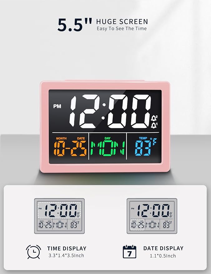 Digital Alarm Clock, with 5.5" Large LED Time Display, Adjustable Alarm Volume - Image 2