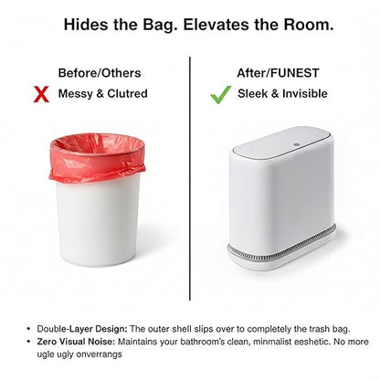 MUEE Dog Proof Trash Can, 3 Gallon Slim Bathroom Trash Can - Image 2