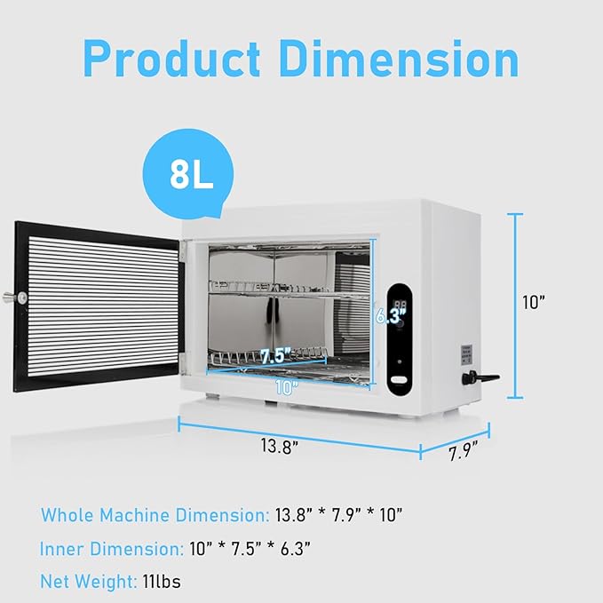 8L UV Cleaning Cabinet, High Capacity Nail Tool Cleaning Machine - Image 4