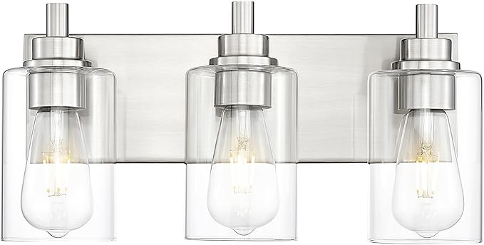 METWET 3-Light Bathroom Light Fixtures, Brushed Nickel Vanity Light by Metwet