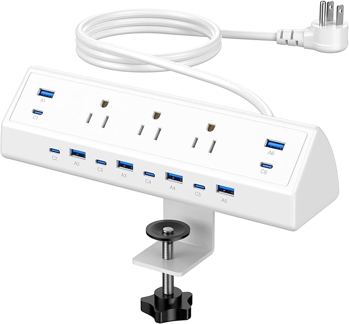 Jgstkcity 130W Desk Clamp Power Strip, 12 USB Ports, Surge Protector, ETL by Jgstkcity