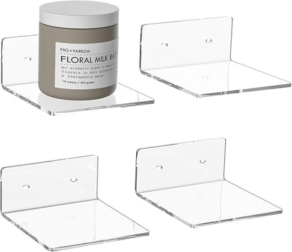 6 Inches Clear Small Wall Shelves, Acrylic Floating Shelf by HEXSONHOMA