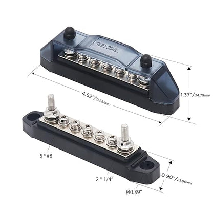 Recoil BBS25P Bus Bar 2 x M5 Studs and 5 Screw Terminals Power Distribution - Image 3