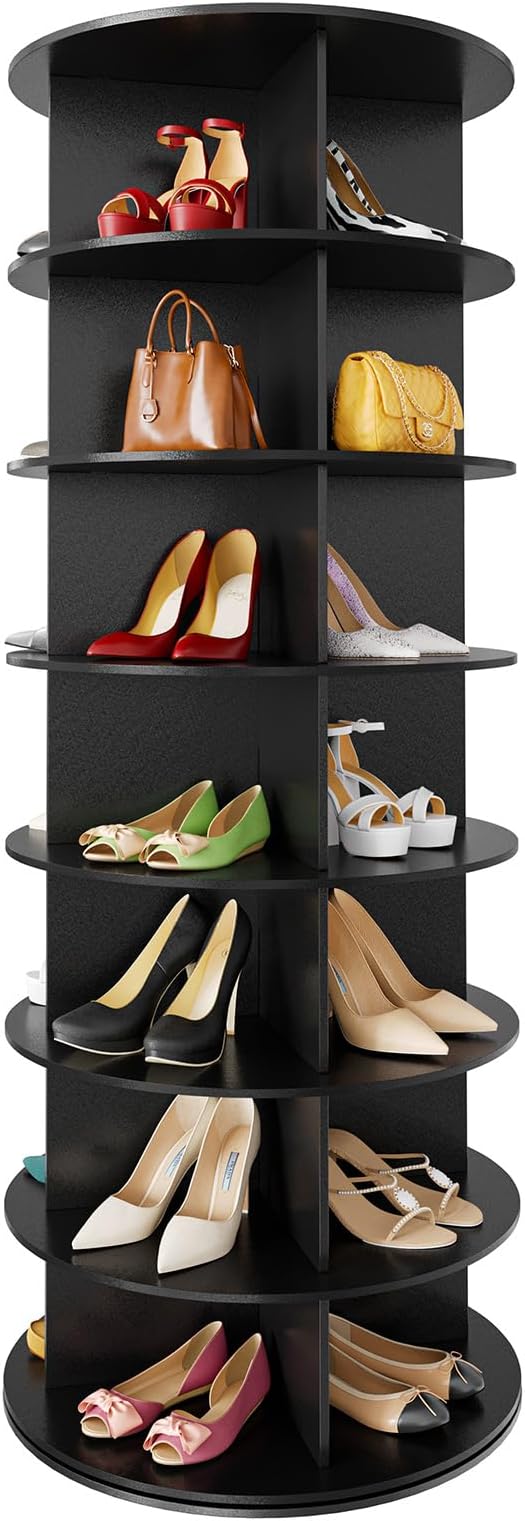 SpaceAid 7 Tier Rotating Shoe Rack Tower, Spinning Shoe Display Lazy Susan by SpaceAid