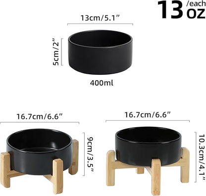 Ceramic Raised Dog and Cat Bowl Set, 2 Heights Elevated Stand, Food and Water - Image 2