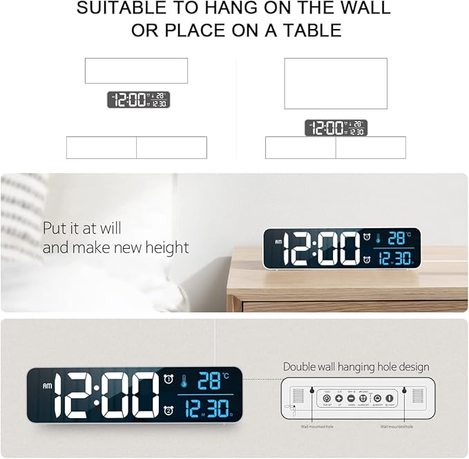 Abovsare Digital Clock for Bedroom, Clocks for Living Room Decor, Desk Table - Image 7