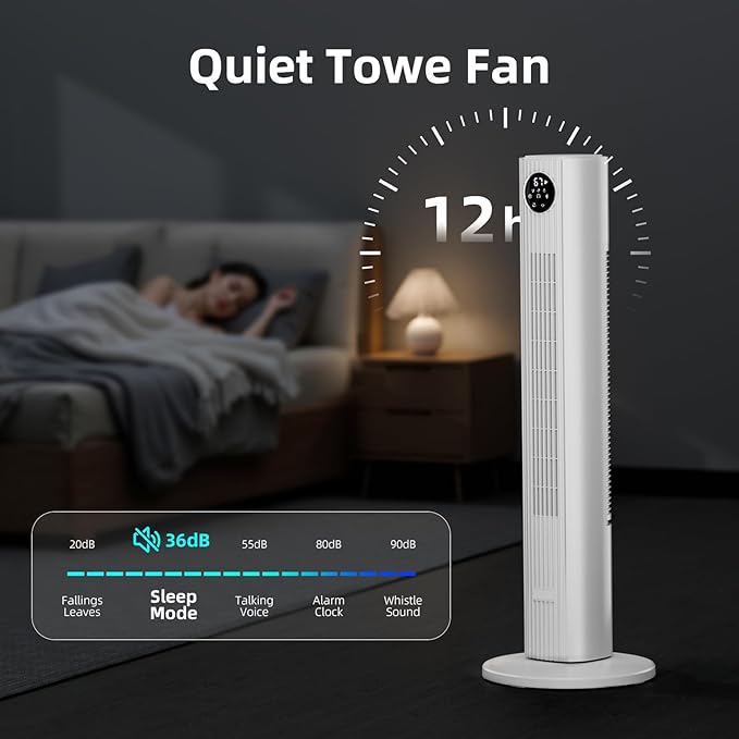 Antarctic Star Tower Fan Portable Floor Fans 85°Oscillating Fan Quiet Cooling - Image 5