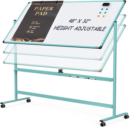 Rolling Whiteboard, 48x32 Inches Dry Erase Board by Tankee