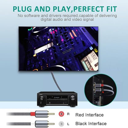 Goalfish 25ft/7.5m Nylon-Braided RCA Audio Cable - Image 5