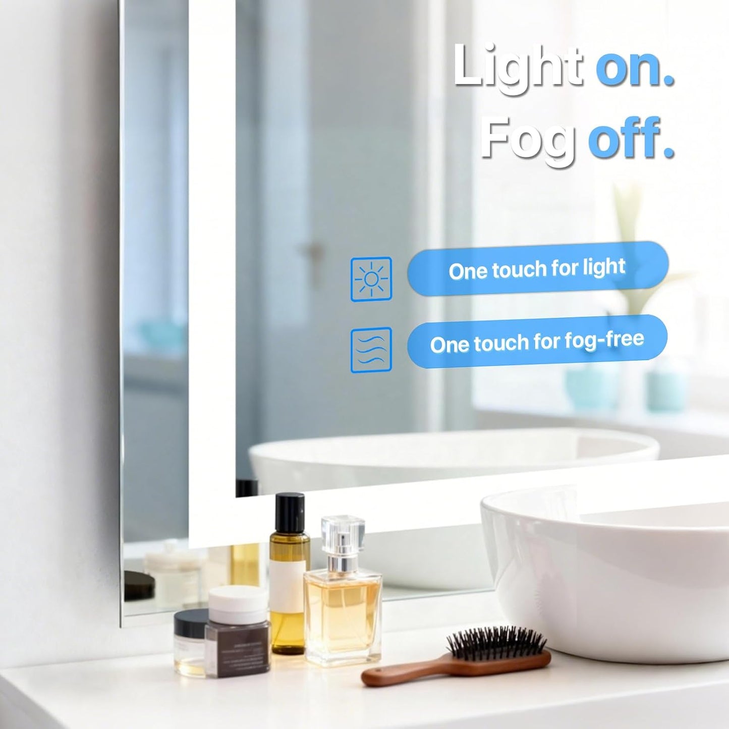 HYPERLITE LED Bathroom Mirror 24X32: Anti-Fog Lighted Bathroom Mirror with 3 Colors - Front Lit and Backlit Mirror Bathroom for New Home Daily Grooming Routing 2026 new Housewarming Gift
