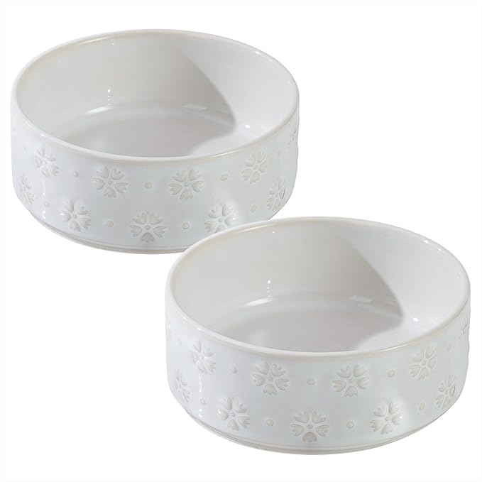 Ceramic 5.1inch Set of 2 Dog and Cat Bowls by Havniva