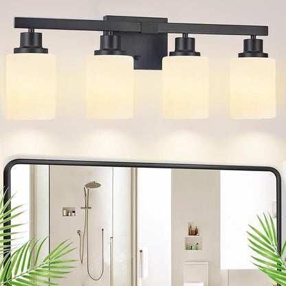 DIKAIDA Bathroom Light Fixtures, 4-Light Matte Black Bathroom Vanity Lights - Image 8