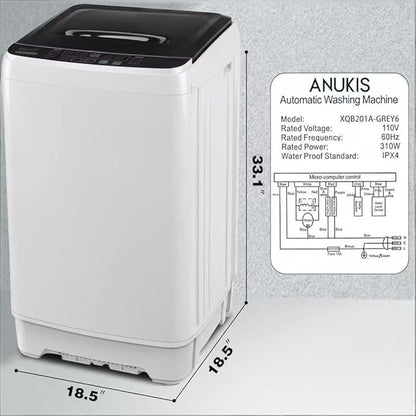 Anukis Fully Automatic Washing Machine, 13 lbs Capacity Clothes Washer and - Image 2