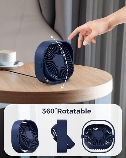 RJVW 4 Inch Small USB Desk Fan, 3-Speed Portable & 360°Rotatable Mini Cooling - Image 6