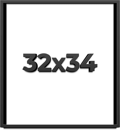 32x34 Shadow Box Frame Black | 1 Inch Deep Solid Wood Shadowbox Display Frame | by CustomPictureFrames
