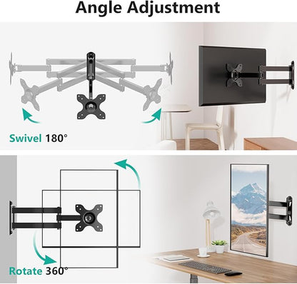 WALI TV Wall Mount Full Motion 15 inch Extension Arm Tilt Swivel - Image 6