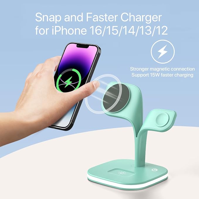 EXW Charging Station, Magnetic Wireless Charger, 5 in 1 Fast Mag-Safe Wireless - Image 2