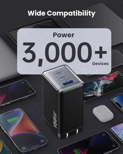 150W USB C Charger Block, GaN III Compact Foldable Wall Charger 3 Port Fast - Image 4