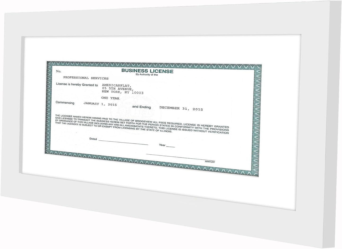 Americanflat 5x10 Document Frame - Matted to 3.5x8 - White | Engineered Wood construction, Shatter-resistant glass, displays certificates, certifications and licenses