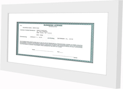 Americanflat 5x10 Document Frame - Matted to 3.5x8 - White | Engineered Wood construction, Shatter-resistant glass, displays certificates, certifications and licenses
