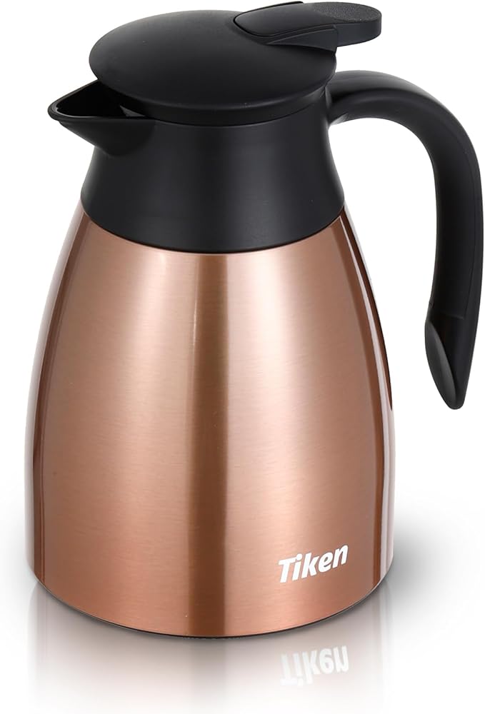 Tiken 34 Oz Thermal Coffee Carafe, Stainless Steel Insulated Vacuum Coffee by WelcometoTikenWare