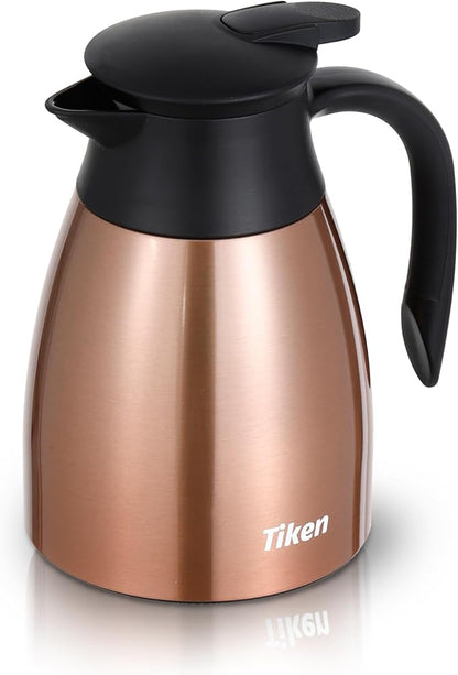 Tiken 34 Oz Thermal Coffee Carafe, Stainless Steel Insulated Vacuum Coffee by WelcometoTikenWare