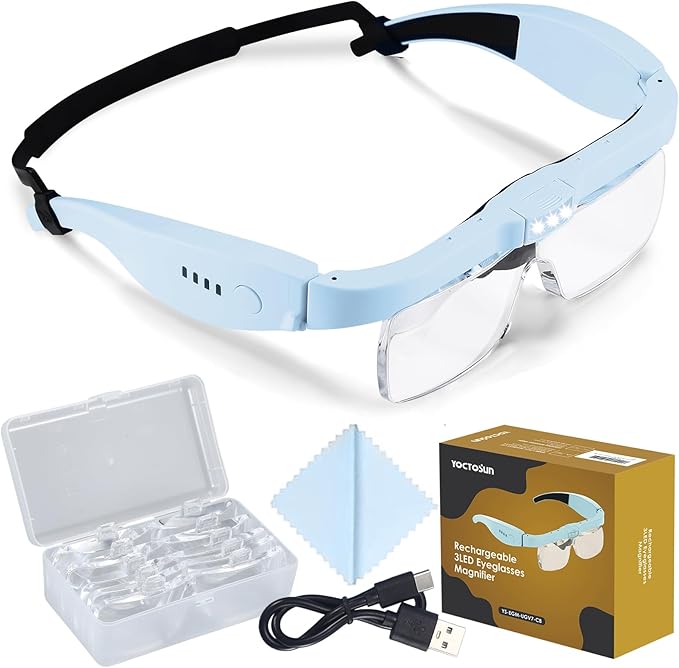 YOCTOSUN Magnifying Glass with Light, Magnifying Glasses with 5 Lenses by YOCTOSUN