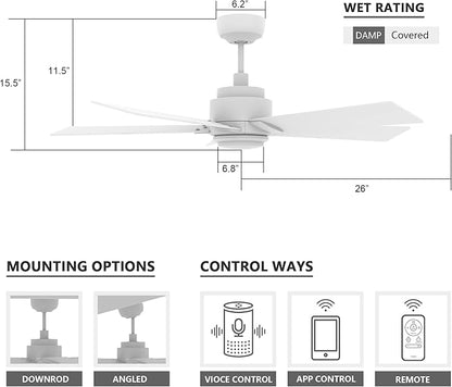 SMAAIR Smart Wifi LED Ceiling Fan, 52inch Plywood Indoor/Outdoor smart ceiling - Image 7