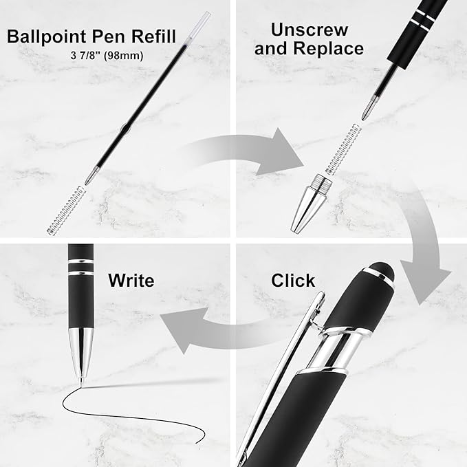 LINFANC 12 Pack Black Silver Ballpoint Pen - Image 6