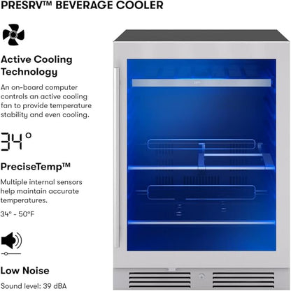Zephyr Presrv 24 Inch Beverage and Wine Fridge Single Zone Under Counter - Image 2