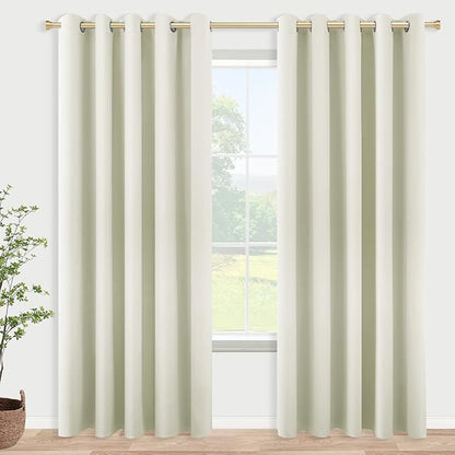 KOUFALL Cream Curtains for Living Room, 84 Inches Long Room Darkening Extra 72 by KOUFALL