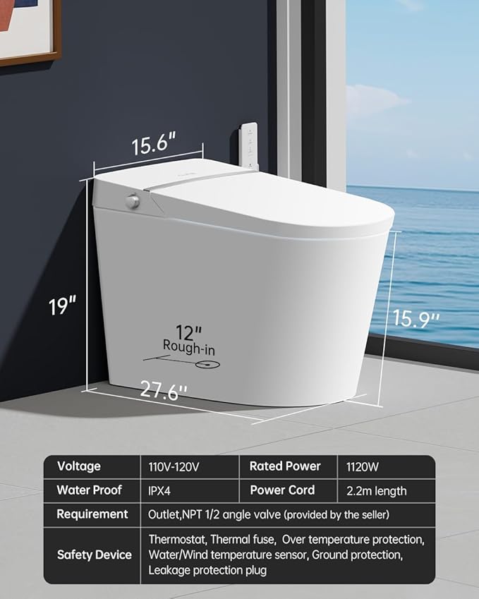 EPLO Smart Toiet with Tank and Bidet Built In, Auto Open Close, Auto Flush - Image 7