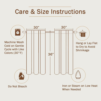 Sage Green Kitchen Curtains 36 Inch Length 2 Panels Set, Light Filtering Faux Linen Textured Short Curtains Tier for Windows, Top Rod Pocket Curtain for Cafe Bathroom Basement Window, 30"Wx36"L