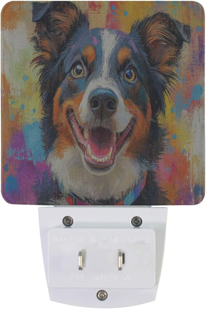 Pigsaly Led Night Light Colorful Australian Shepherds Dog Night Light Plug in - Image 2