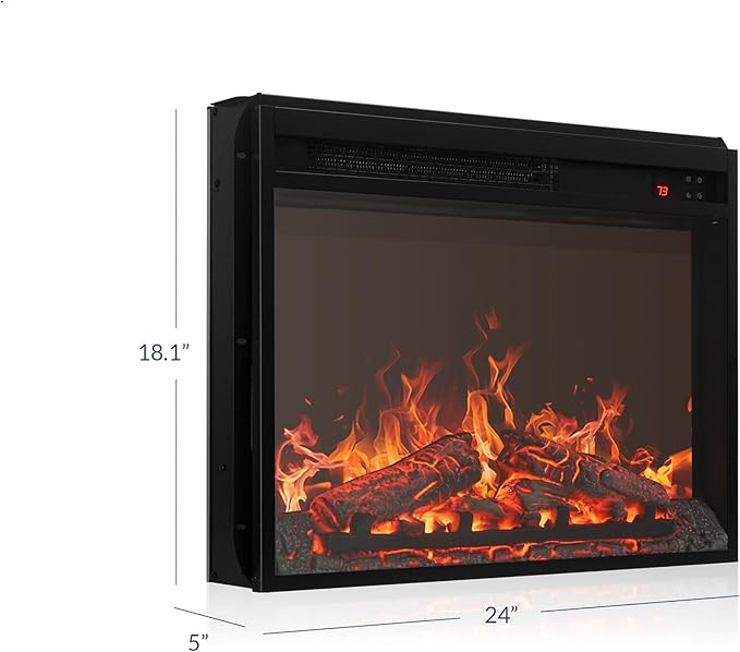 BELLEZE 23" Electric Fireplace Insert w/Fire Crackling Sound, Recessed - Image 6